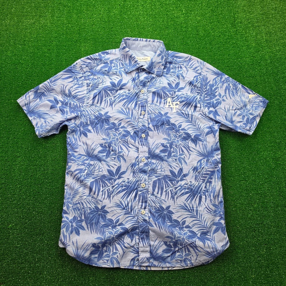Air‎ Force Falcons Tommy Bahama Shirt Mens Small Blue Floral Tropical Hawaiian